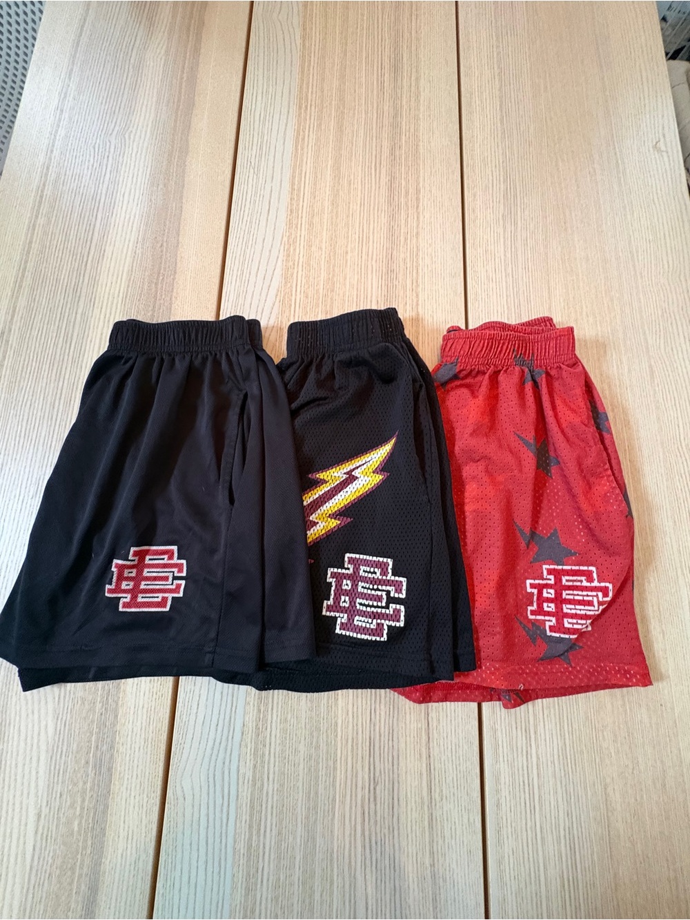 3 pack Athletic Mesh Shorts - Black and Red
